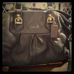 Metallic Grey Coach Handbag